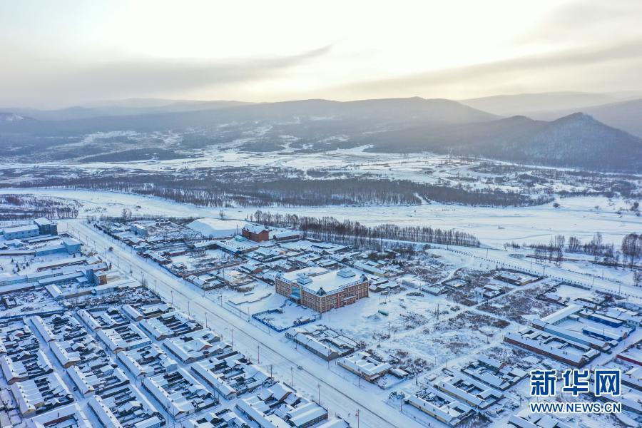 这是根河市雪景(1月26日摄,无人机照片)